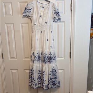 Anthropologie Somerset Dress, Eyelet, Blue and White, New with Tags